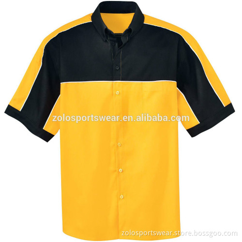 2015 New Design Custom Fully Botton Down Motor Blank Pit Crew Shirts